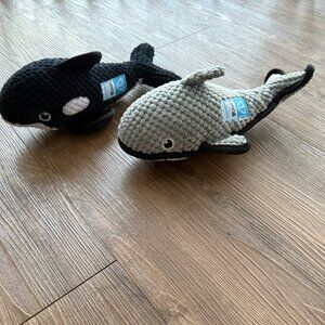 Spunky Pup Whale Dog Toys Set Clean Earth Collection Plush Eco Friendly